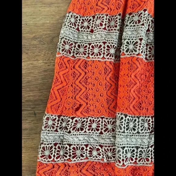 Alter'd State Women's Size Small Orange And Tan Dress Crotchet Style - Picture 7 of 8